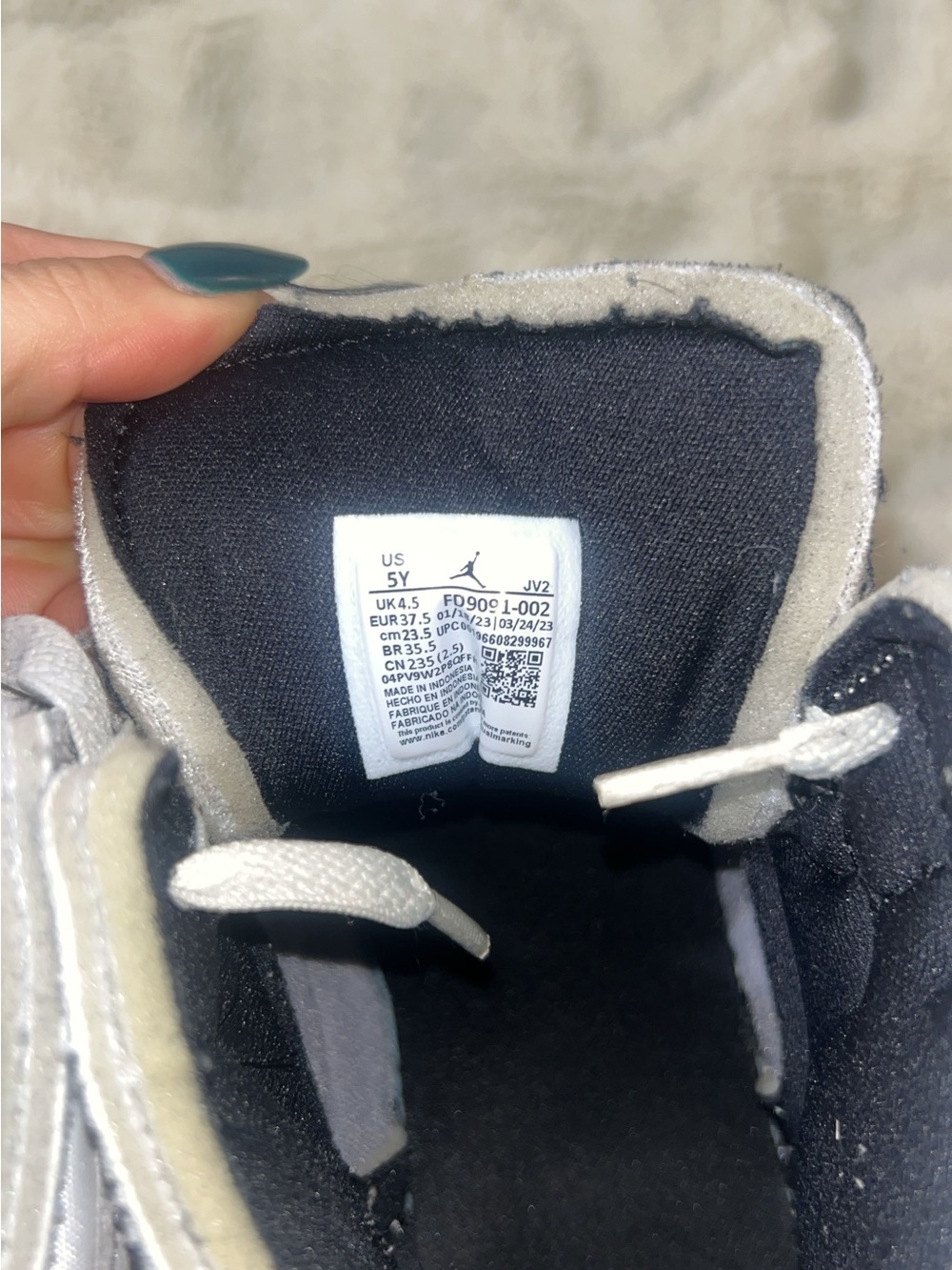 Jordan High-Top Sneakers - White, Gray, Black - Picture 4 of 5